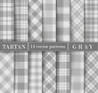 Gray Set Tartan Plaid  Seamless Patterns