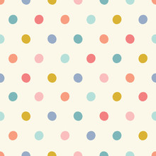 Polka Dot Pattern Background Design. Colourful Spotted Vector Seamless Repeat Background Design.