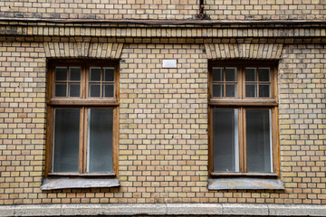 Wall Mural - Vintage old brick wall and wooden windows