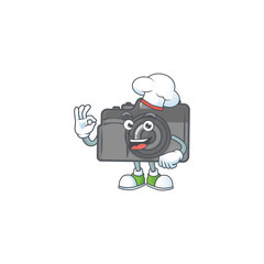 Sticker - Digital camera cartoon character in a chef dress and white hat