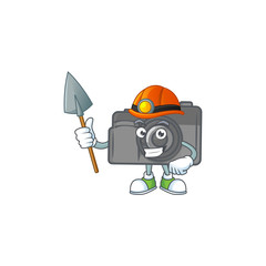 Canvas Print - Cool clever Miner digital camera cartoon character design