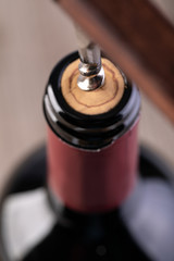 Poster - Corkscrew and bottle of wine