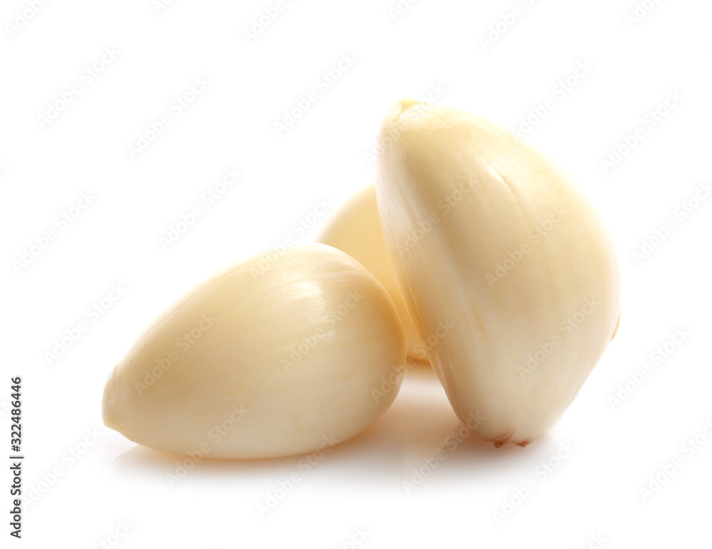 Fresh garlic on white background