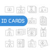 © bigpa - employees id cards and business card icons set line design