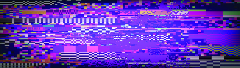 Wall Mural - glitch camera effect. retro vhs background like in old video tape rewind or no signal tv screen. vap