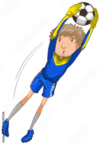 Athlete playing football on white background Canvas Print