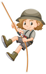 Poster - Girl in safari outfit on white background