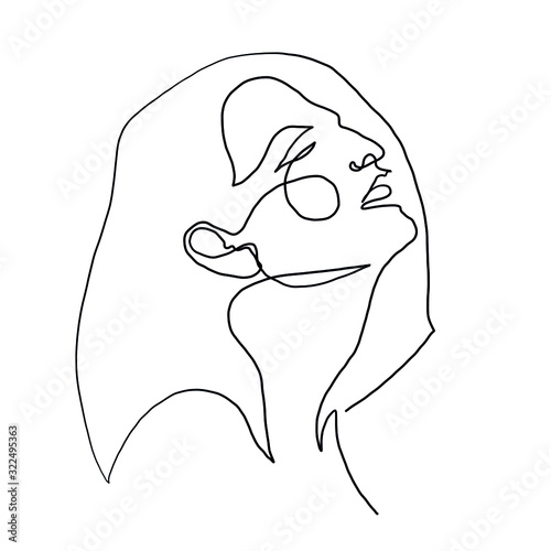 Two Faces One Line Drawing Fashion Women Illustration Wall Mural Wallpaper Murals Maria