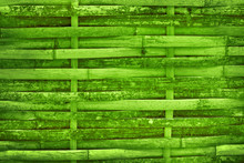 Beautiful Green Bamboo Fence Wall Texture For Background And Design Art Work.