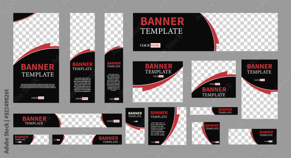 set of creative web banners of standard size with a place for photos ...