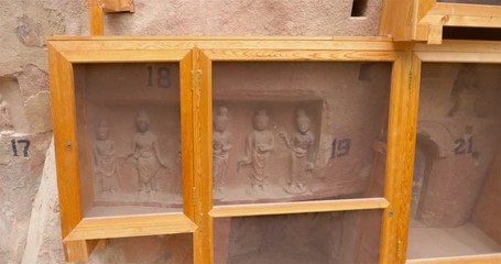 Wall Mural - Buddhist grottoes sculpture in Bingling Temple, Gansu China. UNESCO World Heritage Site.