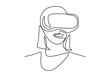 © ngupakarti - Continuous line drawing of girl wearing Virtual reality glasses. Vector illustration minimalist design, simplicity contour hand drawn isolated on white background.