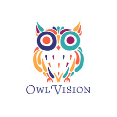 Wall Mural - Cute owl colorful, logo design template