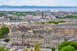 Cityscape shot of Edinburgh city, Leith district and harbour taken from Calton Hill