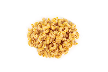 Wall Mural - pasta cavatappi with stripes isolated on white background.