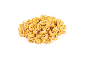 Wall Mural - pasta cavatappi with stripes isolated on white background.