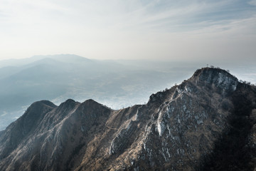 Panoramic view from the top of the mountain. Italian Alps. Monte Barro, lake of Como