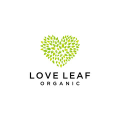 Poster - Modern natural leaf with love icon design logo concept icon template