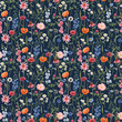 © zenina - Beautiful vector floral summer seamless pattern with watercolor hand drawn field wild flowers. Stock illustration.