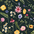 © zenina - Beautiful vector floral summer seamless pattern with watercolor hand drawn field wild flowers. Stock illustration.
