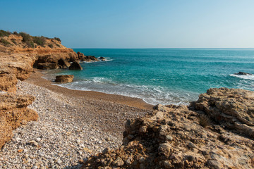 Wall Mural - The coast in Vinaroz on a clear day, Costa Azahar