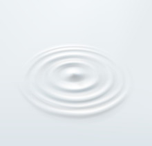 Milk Circle Ripple, Splash Water Waves From Drop Top View On White Background. Vector Cosmetic Cream, Shampoo, Milky Product Or Yogurt Swirl Round Texture Surface Template..
