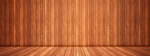 Concept Or Conceptual Vintage Or Grungy Brown Background Of Natural Wood Or Wooden Old Texture Floor And Wall As A Retro Pattern Layout. A 3d Illustration Metaphor To Time, Material, Emptiness,  Age