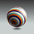 © Divin - Color striped sphere with realistic light and shadow. Abstract 3D vector object.
