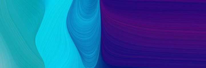 Poster - modern header with midnight blue, dark turquoise and strong blue colors. dynamic curved lines with fluid flowing waves and curves