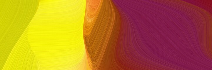 Poster - decorative designed horizontal header with dark moderate pink, gold and bronze colors. dynamic curved lines with fluid flowing waves and curves