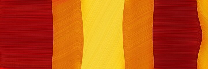 Poster - colorful horizontal header with maroon, vivid orange and dark orange colors. dynamic curved lines with fluid flowing waves and curves