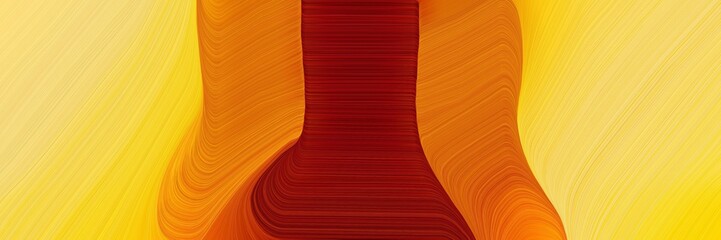 Poster - flowing horizontal banner with vivid orange, maroon and pastel orange colors. dynamic curved lines with fluid flowing waves and curves