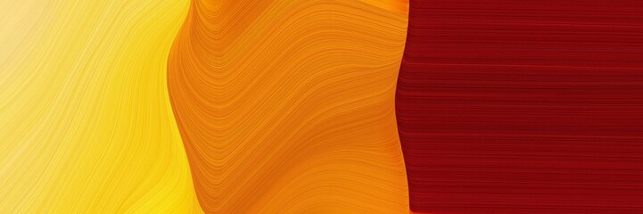 Poster - flowing banner design with pastel orange, maroon and dark orange colors. dynamic curved lines with fluid flowing waves and curves