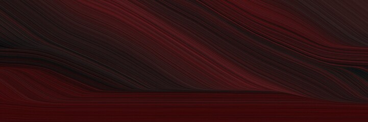Poster - moving designed horizontal header with very dark pink, dark red and black colors. dynamic curved lines with fluid flowing waves and curves
