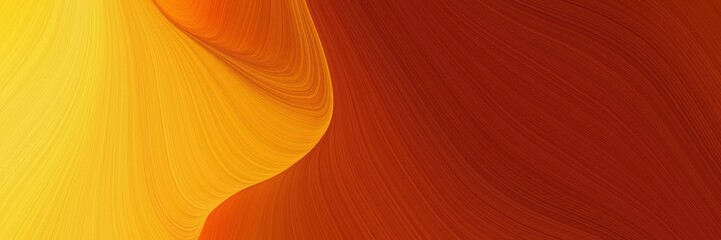 Poster - flowing horizontal header with vivid orange, maroon and coffee colors. dynamic curved lines with fluid flowing waves and curves