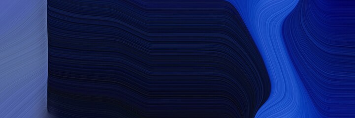 Poster - artistic banner design with very dark blue, midnight blue and strong blue colors. dynamic curved lines with fluid flowing waves and curves