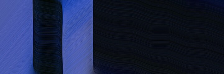 Poster - colorful banner design with steel blue, black and midnight blue colors. dynamic curved lines with fluid flowing waves and curves