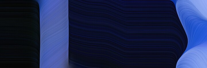 Poster - surreal designed horizontal header with steel blue, black and midnight blue colors. dynamic curved lines with fluid flowing waves and curves