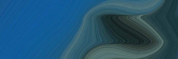 Poster - flowing header with teal blue, very dark blue and dim gray colors. dynamic curved lines with fluid flowing waves and curves