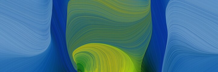 Poster - artistic horizontal header with steel blue, olive drab and sea green colors. dynamic curved lines with fluid flowing waves and curves