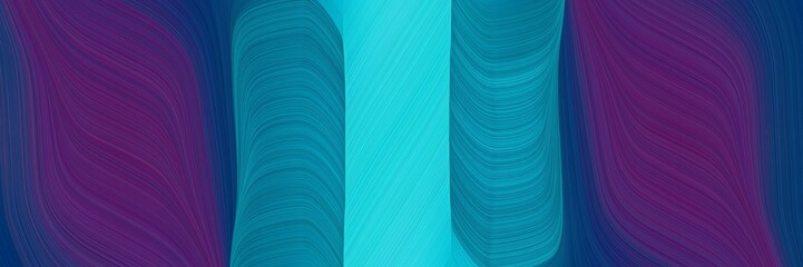 Poster - artistic designed horizontal header with very dark magenta, dark turquoise and dark cyan colors. dynamic curved lines with fluid flowing waves and curves