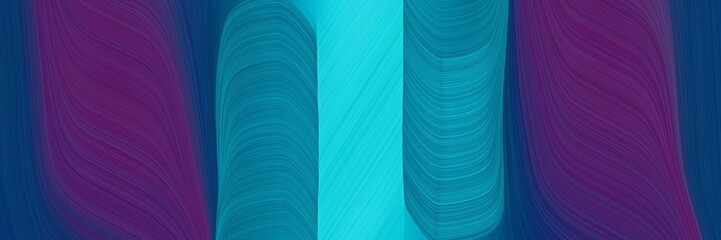 Poster - artistic banner design with very dark magenta, dark turquoise and dark cyan colors. dynamic curved lines with fluid flowing waves and curves