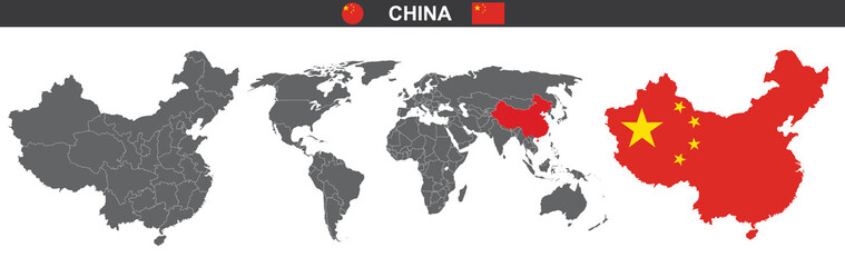 Wall Mural - vector political map of china on white background