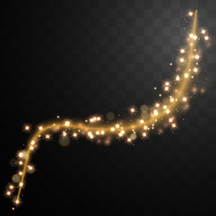 Wall Mural - golden glitter sparkles. shining star on transparent background