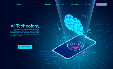 artificial intelligence technology concept. data and engineering concept. Isometric