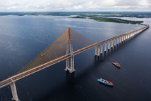 Cable-stayed Bridge Over The River In Manaus
