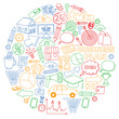 © helen_f - Business and management background. Pattern with finance icons. Conceptual illustration of projects organization, risk, development. Team working, budget planning.