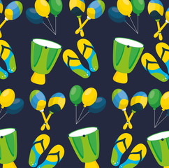 Wall Mural - canival of rio brazilian celebration with musical instruments pattern