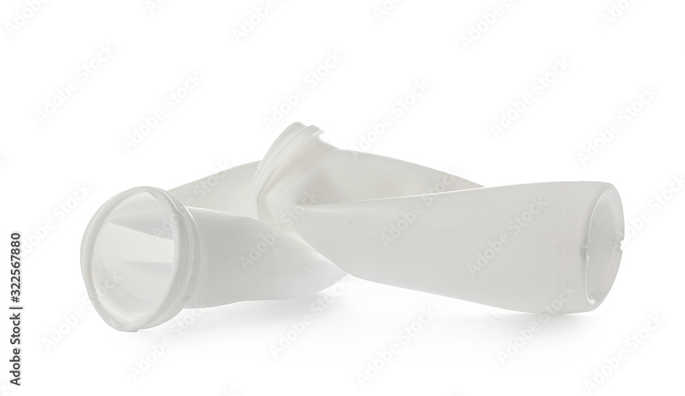 Plastic bottles on white background. Recycling concept