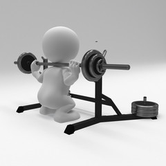 Poster - 3D Morph Man exercising with gym weights